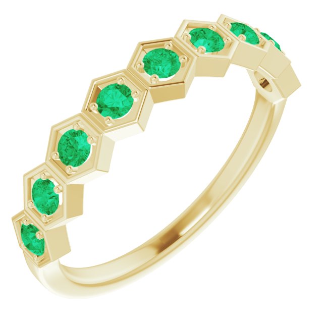 Round Natural Emerald Stackable Ring