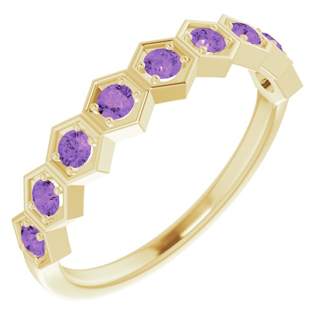 Round Natural Amethyst Stackable Ring