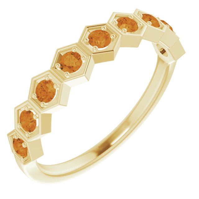 Round Natural Citrine Stackable Ring