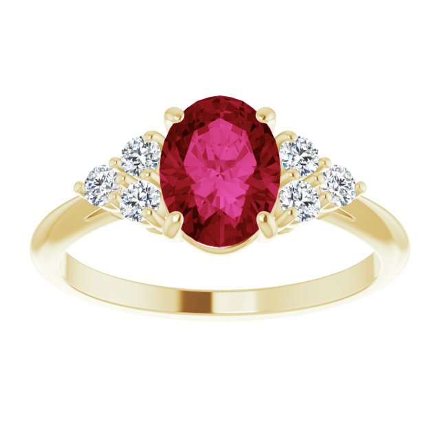 Lab-Grown Ruby & 1/4 CTW Natural Diamond Ring