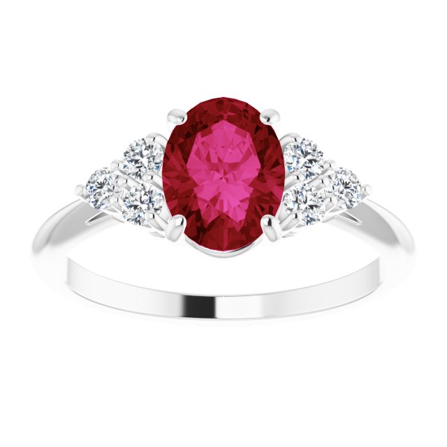 Lab-Grown Ruby & 1/4 CTW Natural Diamond Ring