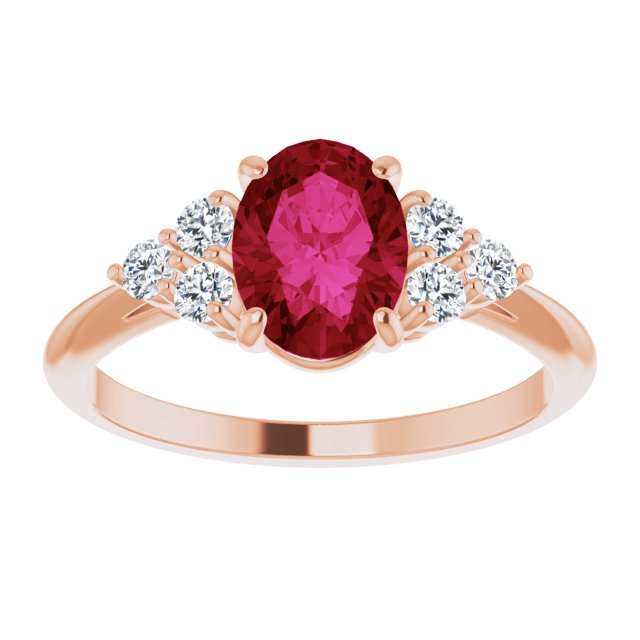 Lab-Grown Ruby & 1/4 CTW Natural Diamond Ring