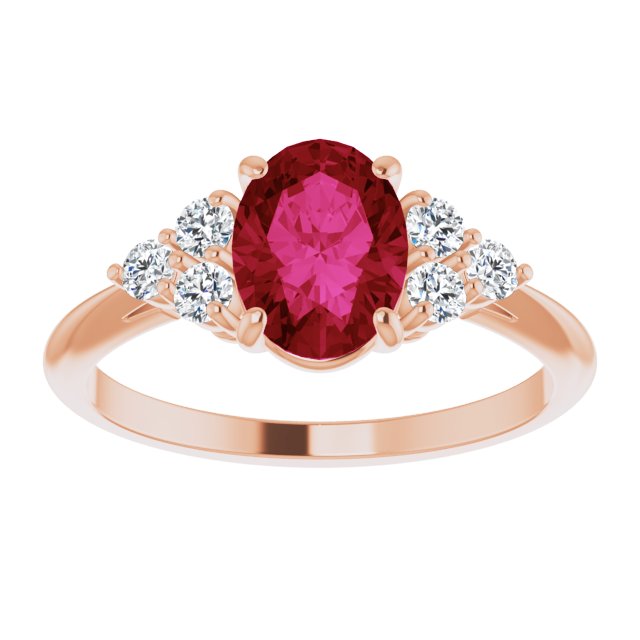 Lab-Grown Ruby & 1/6 CTW Natural Diamond Ring