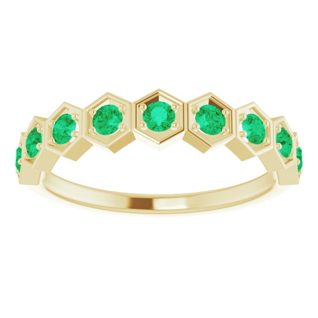 Round Lab-Grown Emerald Stackable Ring