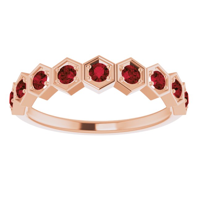 Round Natural Mozambique Garnet Stackable Ring