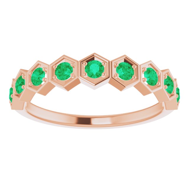 Round Natural Emerald Stackable Ring