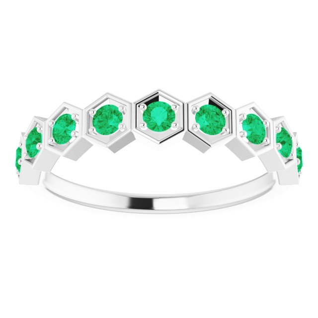 Round Natural Emerald Stackable Ring