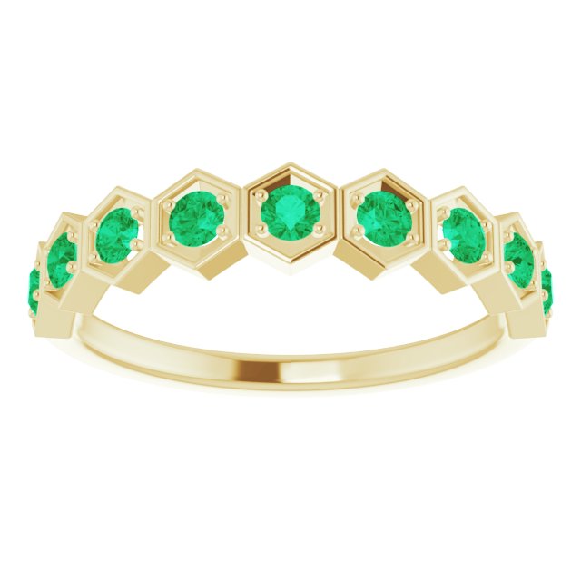 Round Natural Emerald Stackable Ring