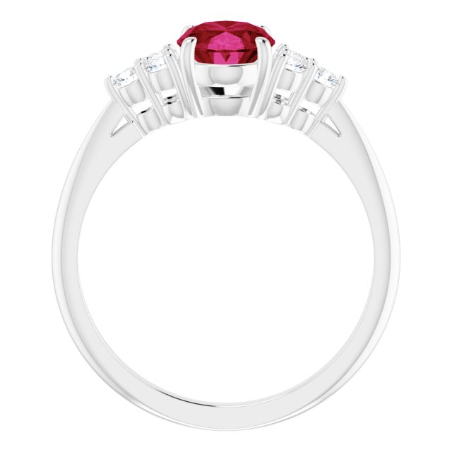 Lab-Grown Ruby & 1/4 CTW Natural Diamond Ring