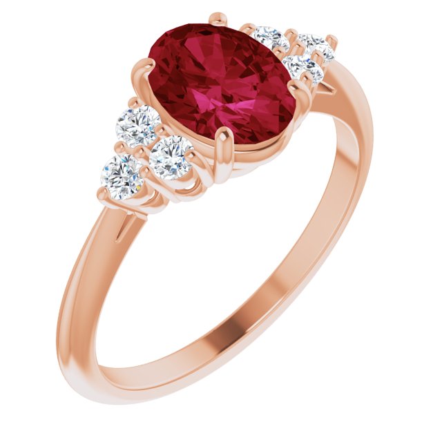 Lab-Grown Ruby & 1/4 CTW Natural Diamond Ring