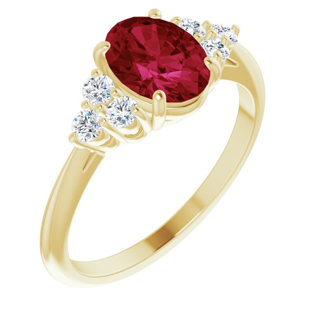 Lab-Grown Ruby & 1/4 CTW Natural Diamond Ring