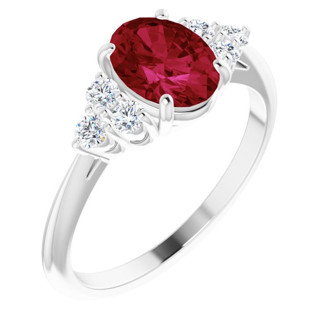 Lab-Grown Ruby & 1/4 CTW Natural Diamond Ring