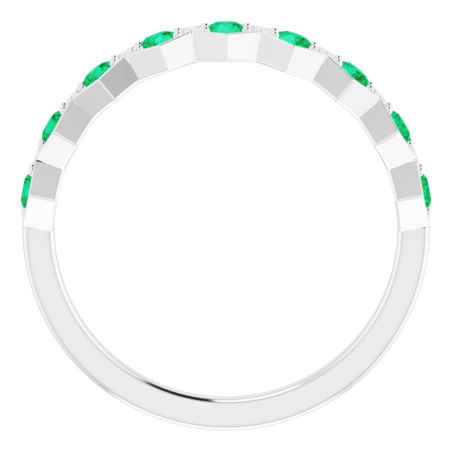 Round Natural Emerald Stackable Ring