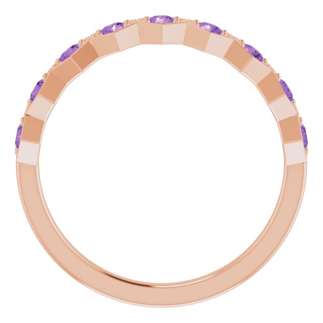 Round Natural Amethyst Stackable Ring