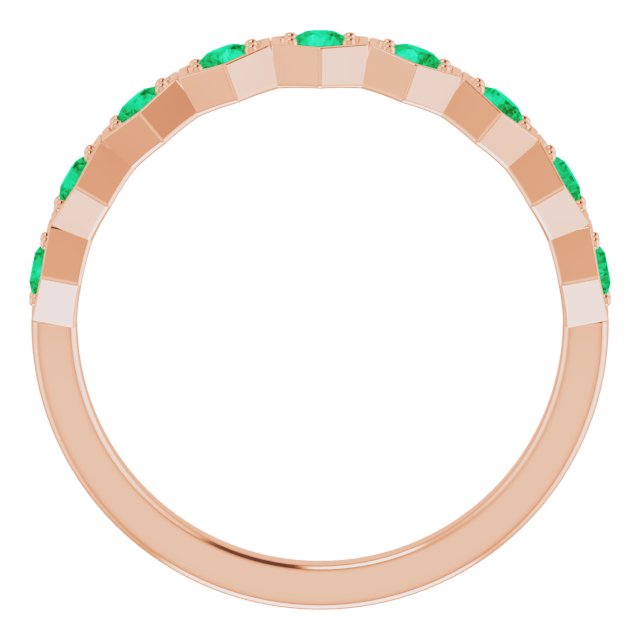 Round Natural Emerald Stackable Ring