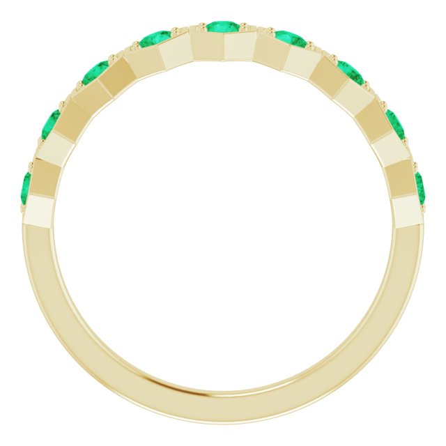 Round Natural Emerald Stackable Ring