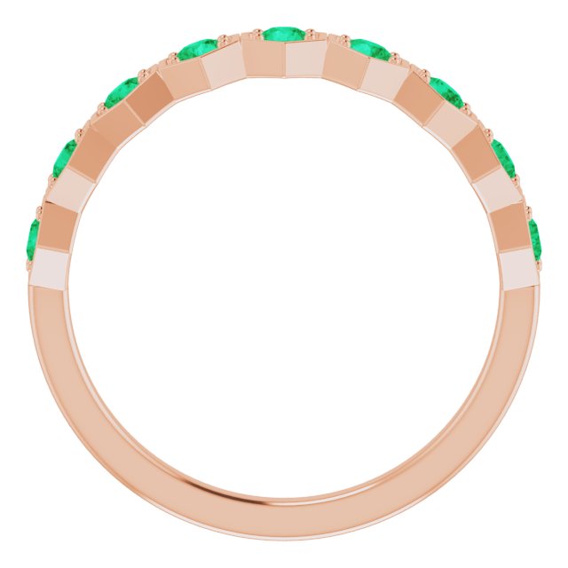 Round Lab-Grown Emerald Stackable Ring