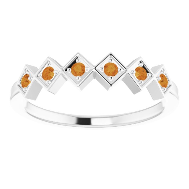 Round Natural Citrine Stackable Ring