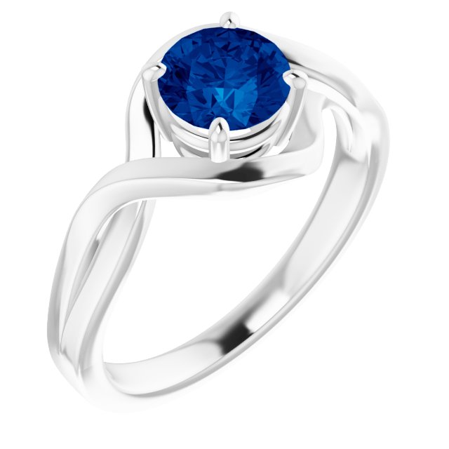Round Lab-Grown Blue Sapphire Ring