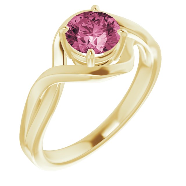 Round Natural Pink Tourmaline Ring