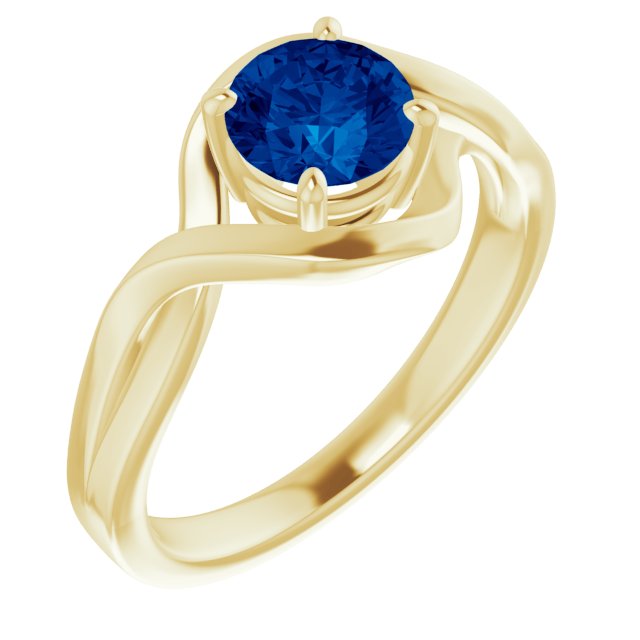 Round Lab-Grown Blue Sapphire Ring