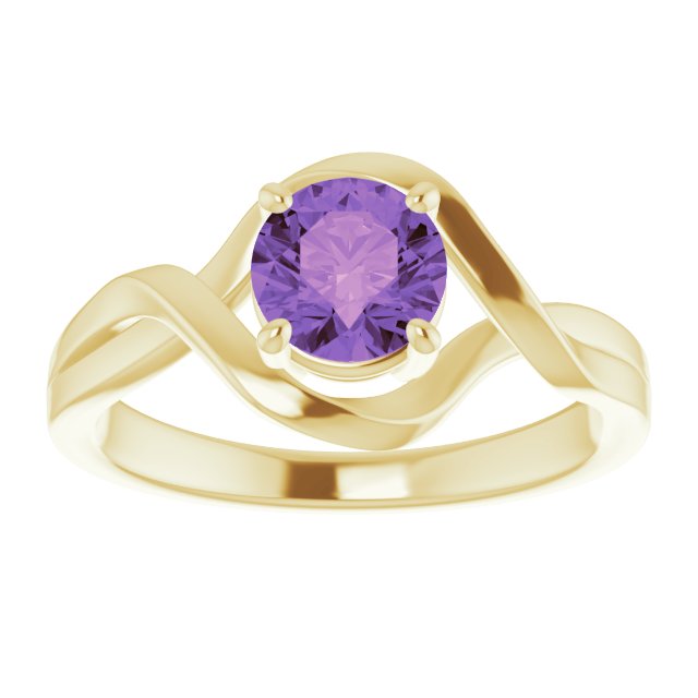 Round Natural Amethyst Ring