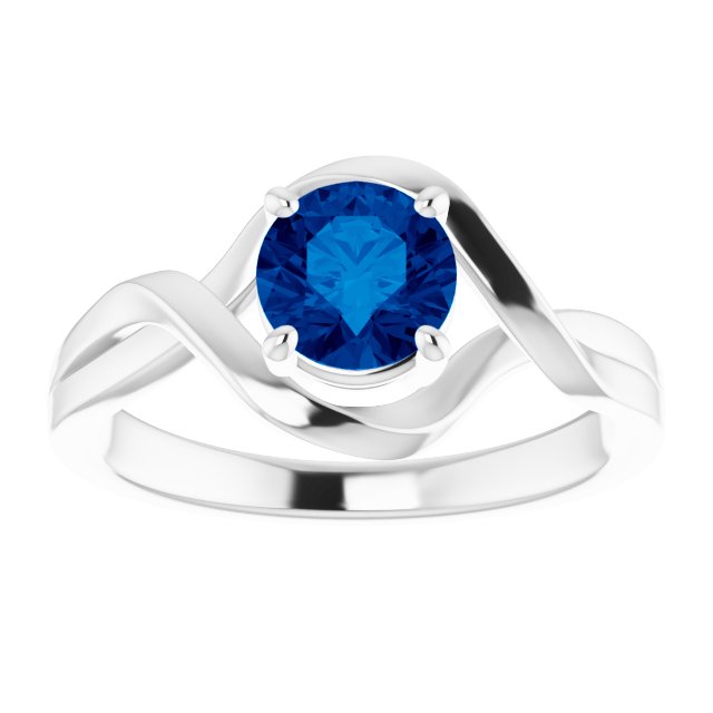 Round Lab-Grown Blue Sapphire Ring