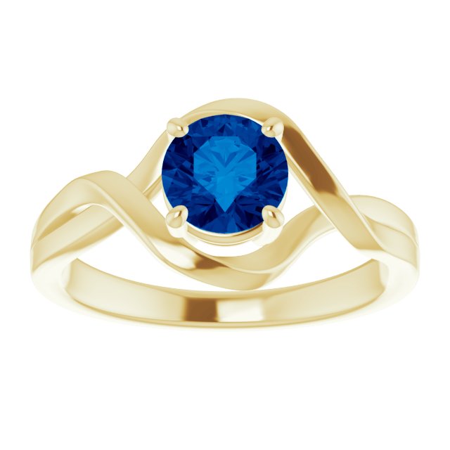 Round Lab-Grown Blue Sapphire Ring