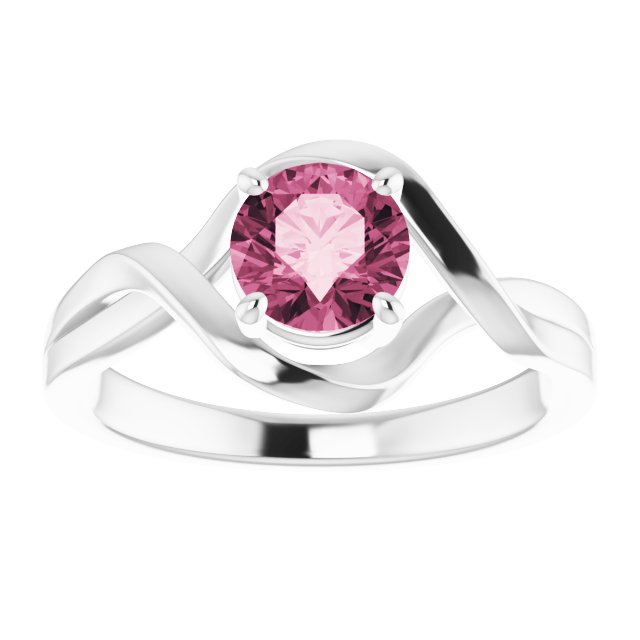 Round Natural Pink Tourmaline Ring