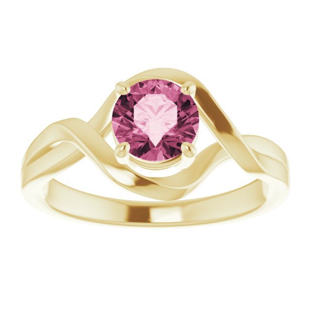 Round Natural Pink Tourmaline Ring
