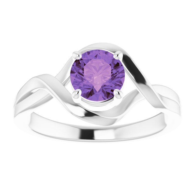 Round Natural Amethyst Ring