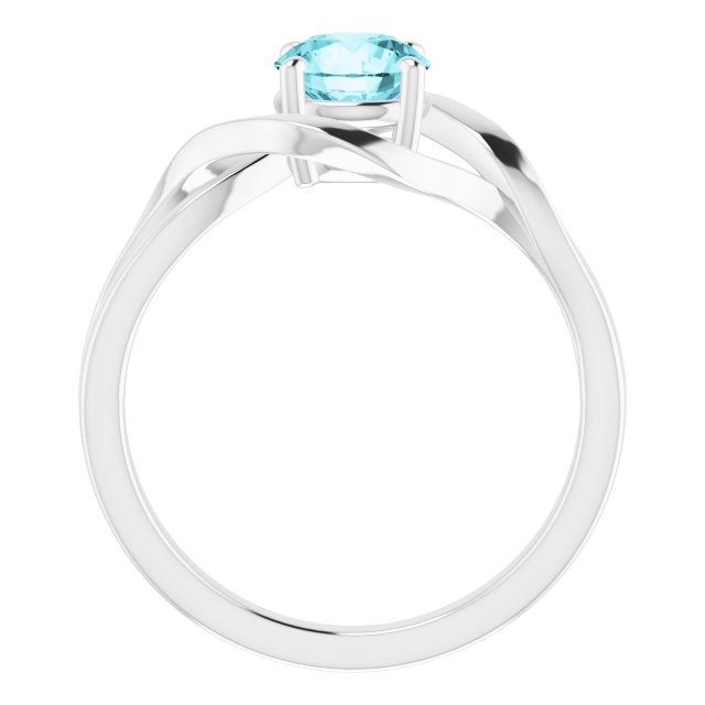 Round Natural Blue Zircon Ring