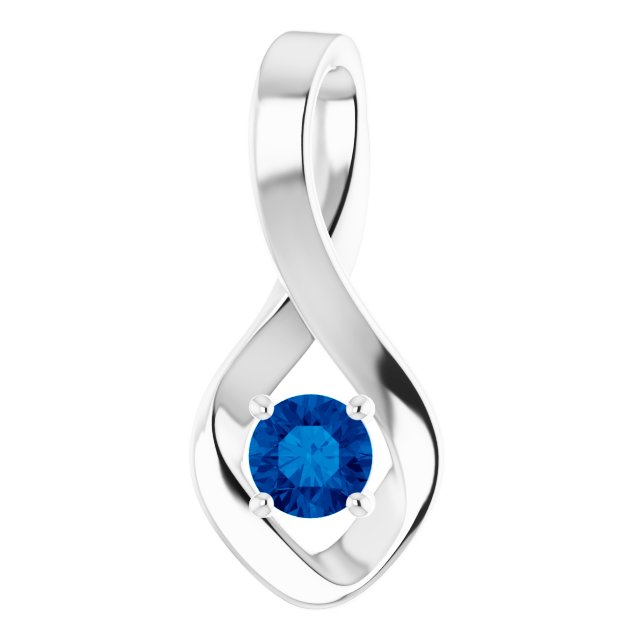 4mm Round Lab-Grown Blue Sapphire Pendant