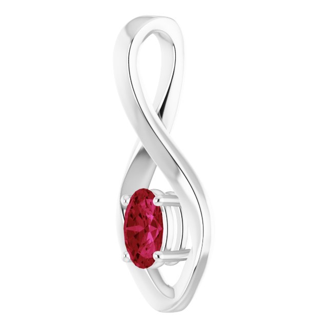 6x4mm Oval Lab-Grown Ruby Pendant