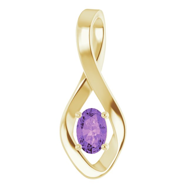 6x4mm Oval Natural Amethyst Pendant