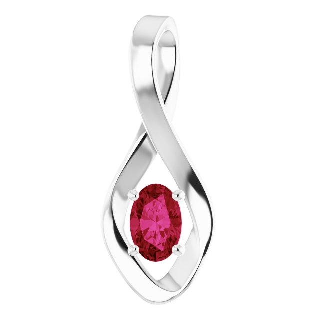6x4mm Oval Lab-Grown Ruby Pendant