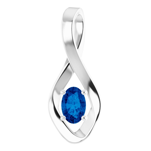 6x4mm Oval Lab-Grown Blue Sapphire Pendant