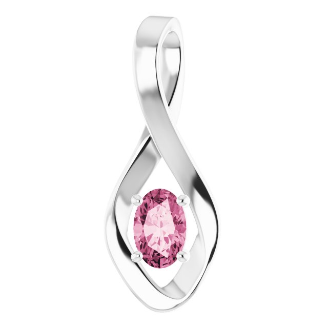 6x4mm Oval Natural Pink Tourmaline Pendant