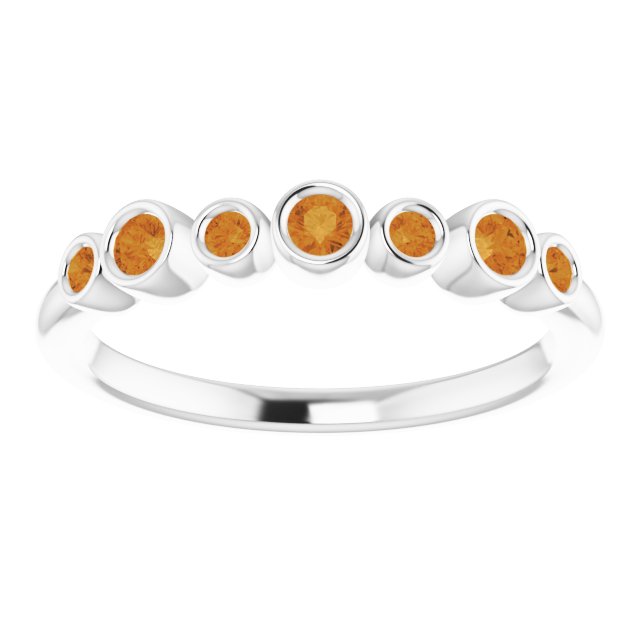 Round Natural Citrine Bezel-Set Ring