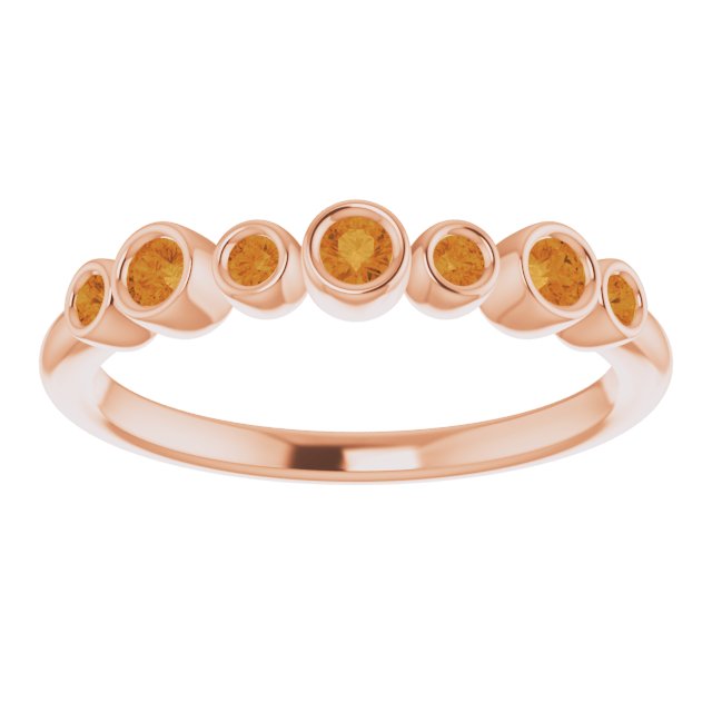 Round Natural Citrine Bezel-Set Ring