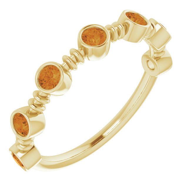 Round Natural Citrine Bezel-Set Ring