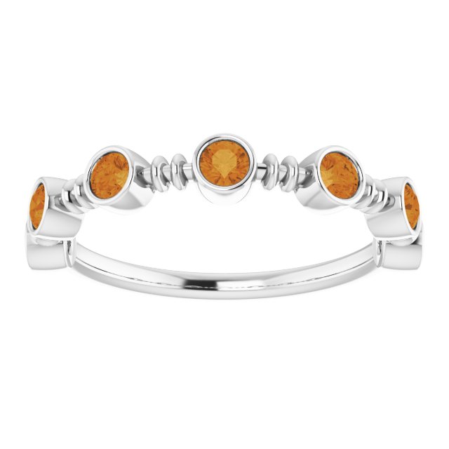 Round Natural Citrine Bezel-Set Ring