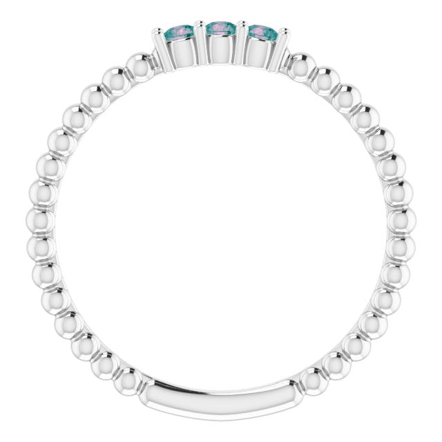 Round Lab-Grown Alexandrite Beaded Ring