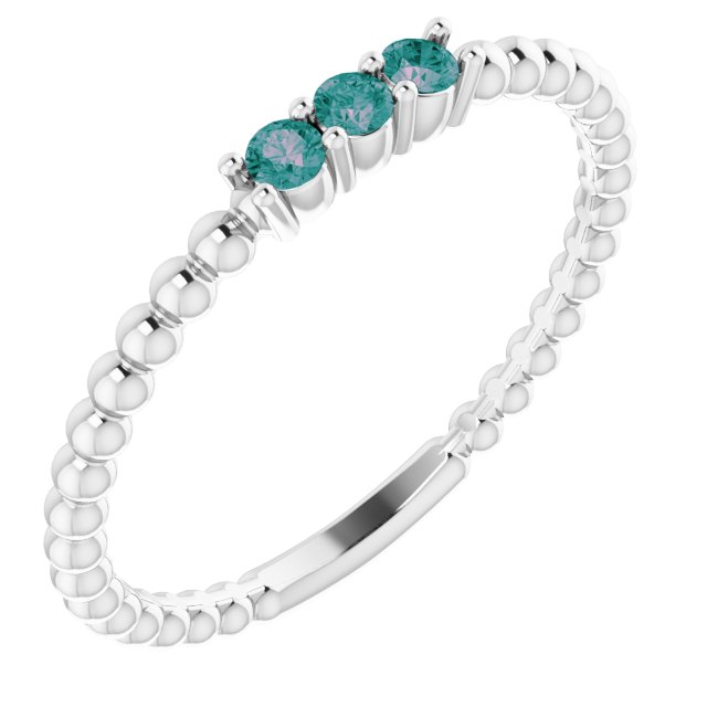 Round Natural Alexandrite Beaded Ring