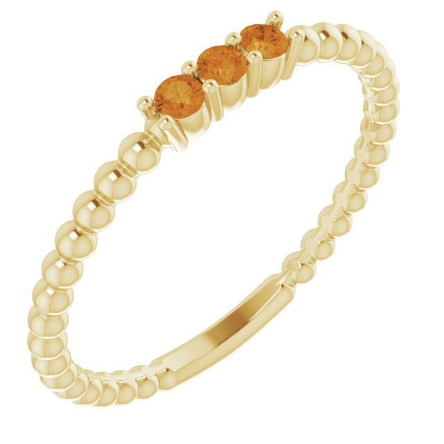 Round Natural Citrine Beaded Ring