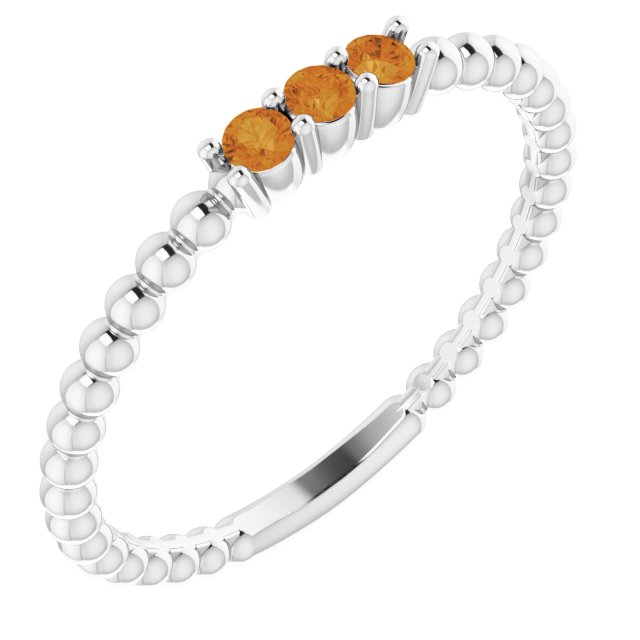 Round Natural Citrine Beaded Ring