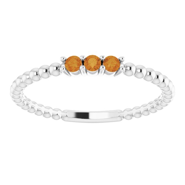 Round Natural Citrine Beaded Ring