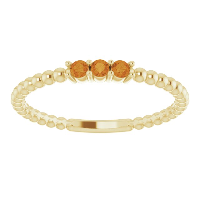 Round Natural Citrine Beaded Ring