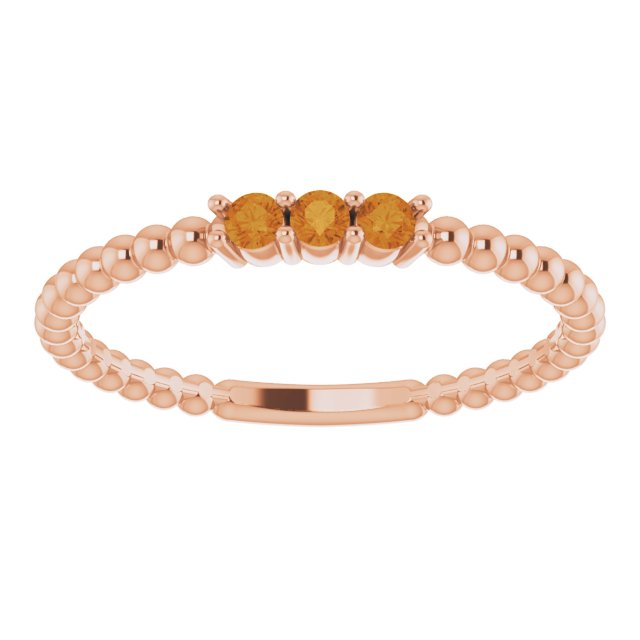 Round Natural Citrine Beaded Ring