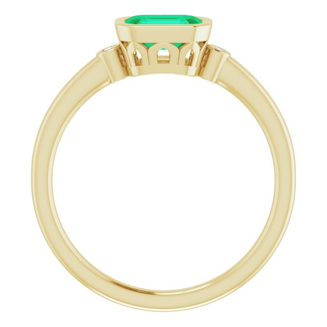 Lab-Grown Emerald & .02 CTW Natural Diamond Ring